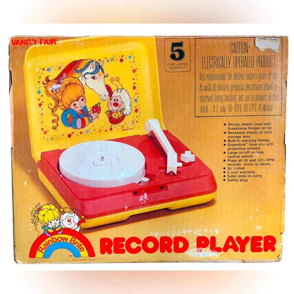 🌈 Vintage 1983 Rainbow Brite Vanity Fair Toy Record Player Hallmark IOB